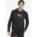 Trainingsshirt PUMA "TRAIN PWR FLEECE HOODIE", Herren, Gr. M, schwarz (puma schwarz), Fleece, Obermaterial: 100% Polyester, unifarben, sportlich, regular fit normal, Rundhals, Langarm, Shirts