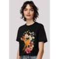 T-Shirt F4NT4STIC "Disney Bambi Meadow Blumen", Damen, Gr. 4XL, schwarz, Obermaterial: 100% Baumwolle, casual, regular fit, Rundhals, Kurzarm ohne Bündchen, Shirts, Premium Qualität