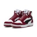 Sneaker PUMA "Rebound v6 SD Sneakers Erwachsene", Gr. 41, rot (schwarz crimson schwarz, weiß rot), Obermaterial: Kuhleder, Synthetik, Textil; Futter: Textil; Innensohle:, Textil; Laufsohle: Gummi, Schuhe