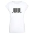 T-Shirt MERCHCODE "Merchcode Damen Ladies Dad Pay Barcode Extended Shoulder Tee", Herren, Gr. L, weiß, 100% Baumwolle, bedruckt, casual, loose fit, Rundhals, Kurzarm, Shirts