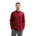 Langarmhemd TOM TAILOR, Herren, Gr. M, N-Gr, rot (burgundy dunkelrot), Obermaterial: 98% Baumwolle, 2% Elasthan, casual, regular fit normal, Langarm, Hemden, mit 2-Knopf-Verschluss am Ärmel