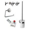 Emco WC-Set 439800100 chrom, Papierhalter, Bürstengarnitur, Haken und Klebe-Set