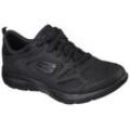 Sneaker SKECHERS "SUMMITS-SUITED", Damen, Gr. 35, schwarz, Leder, Textil, sportlich, Schuhe, Freizeitschuh, Trainingsschuh, Schnürschuh mit weicher Polsterung, Topseller