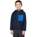 Fleecejacke JACK WOLFSKIN "ICE CURL HOOD JACKET K", Kinder, Gr. 92, blau (night blau), Fleece, Obermaterial: 100% Polyester, unifarben, sportlich, hoch geschlossener Ausschnitt, Langarm eingesetzt eingefasste Kante, Jacken, Winterjacke