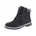 Schnürboots POLARINO "Kalmar W", Damen, Gr. 38, schwarz (schwarz, grau), Synthetik, sportlich, Schuhe Schnürboots Winterboots, Schnürboots, Stiefel mit Blockabsatz