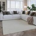 Wollteppich WECON HOME "Hamptons FIVETEEN", beige (creme weiß), B:140cm H:10mm L:200cm, Schurwolle, Teppiche, Schurwolle, Kurzflor, Wohn- & Schlafzimmer, elegant, Hoch-Tief-Effekt