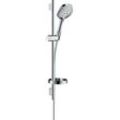 Brausegarnitur HANSGROHE "Raindance Select S", silber (chrom), Messing, Brausegarnituren, 12cm, wassersparend, Duschstange 65cm und Seifenschale