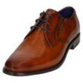 Schnürschuh BUGATTI, Herren, Gr. 41, braun (cognac used), Leder, elegant, Schuhe, Blockabsatz, Businesschuh, Abendschuh, Festtagsschuh mit Prägung