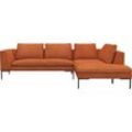 Ecksofa FLEXLUX "Loano, superbequemer Sitzkomfort durch Kaltschaum im Sitz", orange (burned orange), B:284cm H:86cm T:230cm, 85% Polyester/15%Polyamide, Sofas, modernes Sofa, frei im Raum stellbar, lose Kissen, L-Form