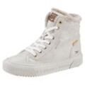 Winterboots MUSTANG SHOES, Damen, Gr. 37, beige (ecru), Lederimitat, sportlich, Schuhe, High Top Sneaker, Schnürboots mit Plateausohle