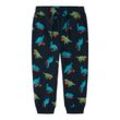 Jogginghose NAME IT "NMMBERTILLO NREG SWE PANT UNB PB", Jungen, Gr. 104, N-Gr, blau (schwarz sapphire), Web, Obermaterial: 100% Baumwolle, bedruckt, casual, regular fit, Hosen