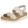 Keilsandalette REMONTE "ELLE-Collection", Damen, Gr. 38, beige (goldfarben, beige), Leder, Lederimitat, Flechtoptik, modisch, Schuhe, Sommerschuh, Sandale, Keilabsatz, mit Flechtbandage im Metalliclook