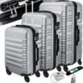 KESSER® 3tlg. Hartschalenkofferset Hartschalenkoffer Reisekoffer Set Reisekofferset Trolley Koffer Inkl. Kofferwaage + Gepäckanhänger Rollkoffer Schloss 4 Rollen ABS-Hartschale Teleskopgriff M-L-XL