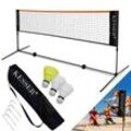 KESSER® Badmintonnetz, Tennisnetz 300cm 400cm 500 cm Federballnetz 3-Fach-Höhenverstellbar, Set bestehend aus Netz, 3x Feder- & Tennisball, stabilem Eisen-Gestell, Transporttasche, Indoor & Outdoor