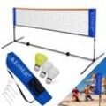 KESSER® Badmintonnetz, Tennisnetz 300cm 400cm 500 cm Federballnetz 3-Fach-Höhenverstellbar, Set bestehend aus Netz, 3x Feder- & Tennisball, stabilem Eisen-Gestell, Transporttasche, Indoor & Outdoor