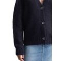 Cardigan MARC O'POLO DENIM "aus kuscheligem Schurwolle-Mohair-Mix", Damen, Gr. L, blau, Obermaterial: 36% Schurwolle, 31% Polyamid, 15% Polyester, 15% Mohair, 3% Elasthan, unifarben, casual, regular fit, V-Ausschnitt, Langarm Rippbündchen, Strickjacken