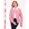 Jackenblazer CLASSIC BASICS "Bouclé-Blazer", Damen, Gr. 42, rosa (fuchsia, ecru, gemustert), 100% Polyester, Langarm, Blazer