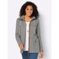 Shirtjacke CASUAL LOOKS "Sweatjacke", Damen, Gr. 36, grau (steingrau, meliert), 88% Baumwolle, 12% Polyester, meliert, Langarm, Shirts