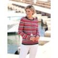 Strickpullover CASUAL LOOKS "Streifenpullover", Damen, Gr. 36, grau, erdbeere, geringelt, 62% Baumwolle, 38% Polyacryl, gemustert, mehrfarbig, gestreift, Langarm, Pullover