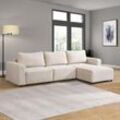 Home Deluxe - Modulares Schlafsofa vina l, Beige Cordsofa, Sofa mit Schlaffunktion, Couch