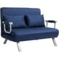 Homcom - Schlafsofa Schlafcouch mit Verstellbarer Rückenlehne, Wurfkissen, 2er-Sofa mit Schlaffunktion, Samtoptik, Armlehne, Couch für Wohnzimmer,