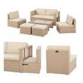 Juskys Polyrattan Gartenmöbel Set Salou - Outdoor Lounge für 6 Personen, wetterfest - Creme