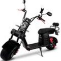 E-Motorroller ROLEKTRO "E-Cruiser 45 Lithium, Schwarz, 2x 60V-20Ah Akku, 1500 Watt", schwarz (schwarz, schwarz), ElektromotorrollerB:80cm H:104cm L:195cm, bis zu 100 km Reichweite, mit USB-Anschluss und integr. Alarmanlage, B:80cm H:104cm L:195cm