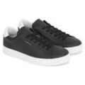 Sneaker TOMMY JEANS "TJM LEATHER LOW CUPSOLE", Herren, Gr. 42, schwarz-weiß (schwarz, weiß), Leder, Lederimitat, sportlich, Schuhe, mit Label, Freizeitschuh, Halbschuh, Schnürschuh