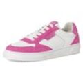 Sneaker TAMARIS, Damen, Gr. 38, pink (pink, weiß), Leder, Veloursleder, sportlich, Schuhe, mit praktischem Wechselfußbett, Freizeitschuh, Halbschuh, Schnürschuh