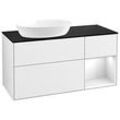 Villeroy und Boch Finion Waschtischunterschrank GA52GFGF 120cm, Abdeckplatte black matt, Emotion, Regale Glossy white lacquer, Glossy white lacquer