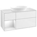 Villeroy und Boch Finion Waschtischunterschrank GA61GFGF 120cm, Abdeckplatte white matt, Emotion, Regale Glossy white lacquer, Glossy white lacquer