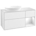 Villeroy und Boch Finion Waschtischunterschrank GA51GFGF 120cm, Abdeckplatte white matt, Emotion, Regale Glossy white lacquer, Glossy white lacquer