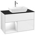 Villeroy und Boch Finion Waschtischunterschrank G772GFGF 100cm, Abdeckplatte black matt, Emotion, Regale Glossy white lacquer, Glossy white lacquer