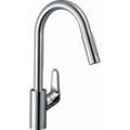 hansgrohe Focus M41-240 Küchenarmatur 31815000 chrom, schwenkbarer Auslauf, herausziehbare Brause