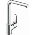 hansgrohe Focus M41 Küchenarmatur 31817000 , 3-stufig schwenkbarer L-Auslauf, 1jet, chrom