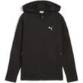 Sweatjacke PUMA "EVOSTRIPE Hoodie mit durchgehendem Reißverschluss Jungen", Kinder, Gr. 140, schwarz, Obermaterial: 23% Polyester, 77% Baumwolle; Taschenfutter: 100% Baumwolle; Einsatz: 60% Baumwolle, 40% Polyester, Sweatjacken