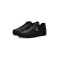 Plateausneaker CALVIN KLEIN JEANS "VULC FLATFORM LOW MG LTH", Damen, Gr. 40, schwarz, Leder, Lederimitat, unifarben, sportlich, Schuhe, Halbschuh, Freizeitschuh, Sneaker mit seitlichem CK-Logo