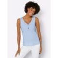 Shirttop CASUAL LOOKS, Damen, Gr. 38, blau (hellblau), 95% Viskose, 5% Elasthan, unifarben, Rundhals, ohne Ärmel, Tops