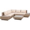 Outsunny - 4-tlg. Luxus Polyrattan Gartengarnitur Gartenmöbel Garten-Set Sitzgruppe Loungeset Loungemöbel inkl. Ablagen und Beistelltisch Sitzkissen