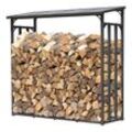 Metall Kaminholzregal Anthrazit 143 x 70 x 145 cm Garten Kaminholzunterstand 1,4 m³ / 2 srm Kaminholzlager Stapelhilfe Aussen