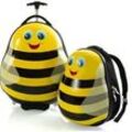 Kinderkoffer HEYS "Travel Tots, 46 cm, Hummel", Gr. B/H/T: 34cm x 46cm x 23cm 14 l, gelb (gelb, schwarz), ABS, Polycarbonat-Verbundwerkstoff, Polyester, festlich, Koffer, Heys x Joachim Llambi Kindertrolley Kinder Reisegepäck