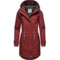 Regenjacke PEAK TIME "L60042", Damen, Gr. 4XL (48), rot (weinrot), Obermaterial: 100% Polyurethan, Futter 1: 100% Polyester, Futter 2: 60% Baumwolle, 40% Polyester, Wattierung: 100% Polyester, modisch, tailliert ca. Mitte Oberschenkel, Langarm Ärmel ohne Ärmelschlitz normaler Saum, Jacken, stylisch taillierter Regenmantel für Damen, Topseller