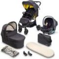 Kombi-Kinderwagen BABYGO "Style - 3in1, rosegold/black", Baby, gelb (schwarz, senfgelb), Kinderwagen, inkl. Babyschale mit Adaptern u. Wickeltasche