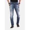 Slim-fit-Jeans CIPO & BAXX "Jeans", Herren, Gr. 30, Länge 34, blau, 99% Baumwolle;1% Elasthan, unifarben, casual, slim fit lang, Jeans, im Destroyed-Look, CD-475