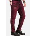 Slim-fit-Jeans CIPO & BAXX "Jeans", Herren, Gr. 30, Länge 34, rot (burgundy), 98% Baumwolle;2% Elasthan, unifarben, casual, slim fit lang, Jeans, im Antique-Look, CD-479