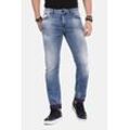 Slim-fit-Jeans CIPO & BAXX "Jeans", Herren, Gr. 30, Länge 34, blau, 92% Baumwolle;6% Polyester;2% Elasthan, unifarben, casual, slim fit lang, Jeans, mit markanter Waschung, CD-469