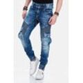 Cargojeans CIPO & BAXX "Jeans", Herren, Gr. 29, Länge 32, blau, 98% Baumwolle;2% Elasthan, unifarben, sportlich, skinny fit lang, Jeans, mit elastischen Bündchen am Saum, CD-446