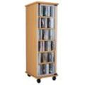 Media-Regal VCM "Holz CD DVD Stand Regal Schrank Valenza Glastür" Gr. 31, braun (buche), B:31cm H:98cm T:35cm, Holzwerkstoff, Holz, Spanplatte, Glas, Regale