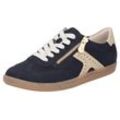 Sneaker RIEKER, Damen, Gr. 36, beige (schwarz, hellbeige), Lederimitat, kontrastfarbene Details, sportlich, Schuhe, Halbschuh, Freizeitschuh, Schnürschuh mit Reißverschluss