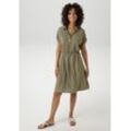 Sommerkleid ANISTON CASUAL, Damen, Gr. 36, N-Gr, grün (khaki), Cru00eape, Web, Obermaterial: 100% Polyester, unifarben, Strukturmuster, casual, figurumspielend knieumspielend, Umschlagbund, Kleider, mit Smokbündchen in der Taille - NEUE KOLLEKTION